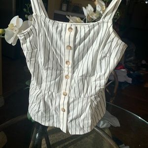 Striped button down top with skirt like bottom